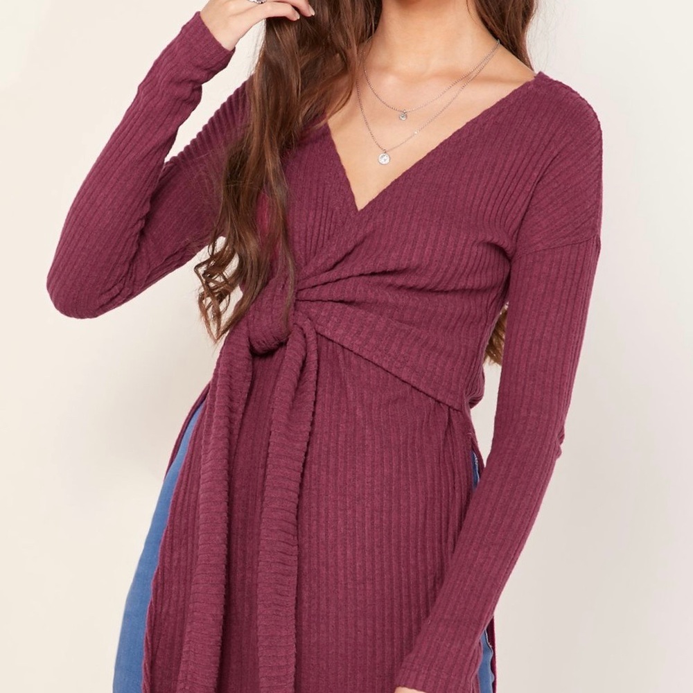 Free People Fall For You Plum Top Size XS NWOT